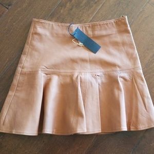 Karina Grimaldi Leather Flounce Skirt
